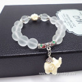 Nature Matte Crystal Beads Bracelet With Elephant Pendant